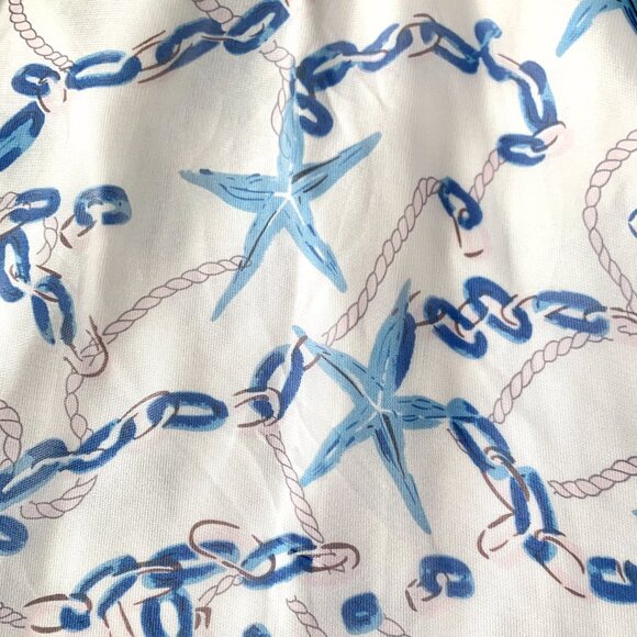 Afibi Nautical Long Maxi Skirt Starfish White Blue Fishermancore Coastal Grandma - Picture 4 of 10
